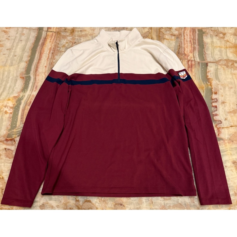 Marine Layer x Lost & Found Mens 1/4 Zip Pullover Shirt Red Long Sleeve Large